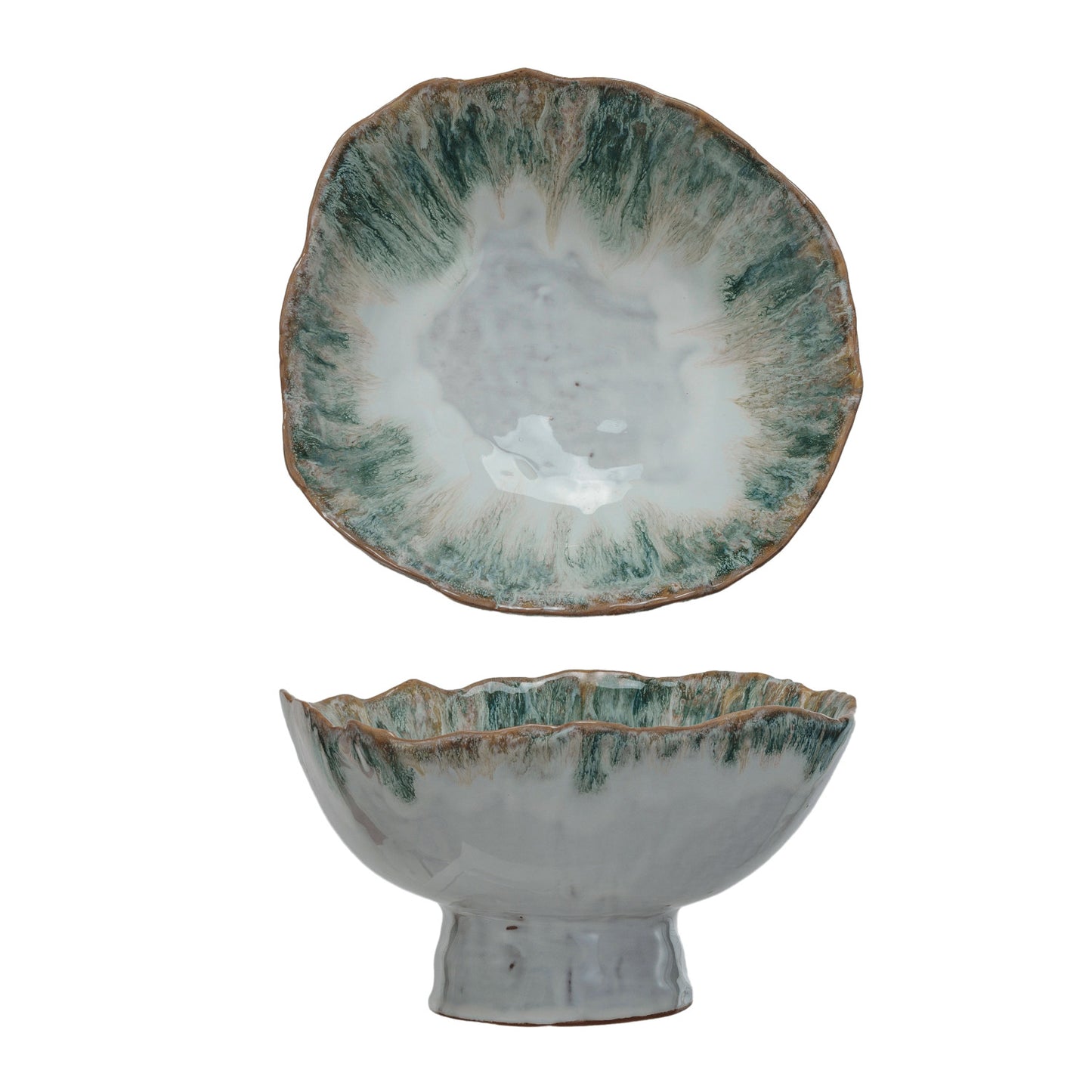 Stoneware Footed Bowl, Reactive Glaze, 2 Sizes