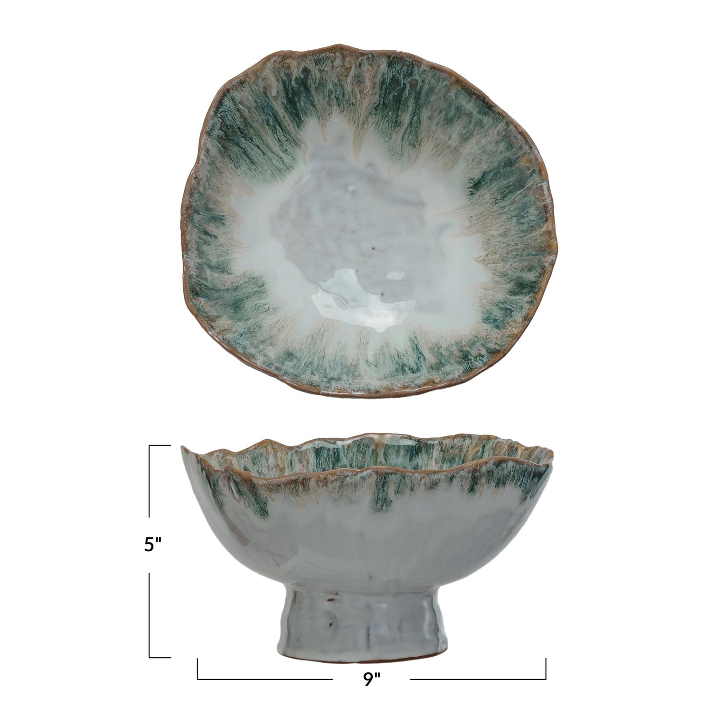 Stoneware Footed Bowl, Reactive Glaze, 2 Sizes