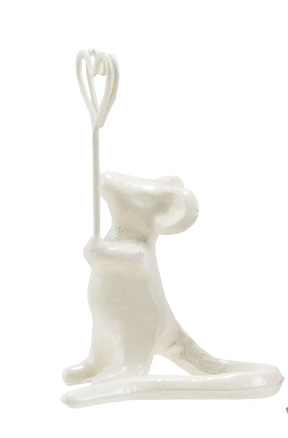 Enameled Cast Iron Mouse Holding Heart Shaped Place Card/Photo Holder, 4 Colors