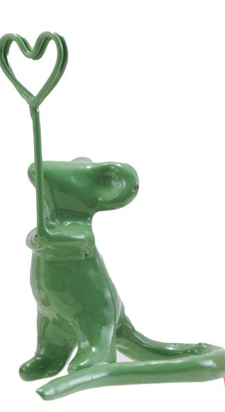 Enameled Cast Iron Mouse Holding Heart Shaped Place Card/Photo Holder, 4 Colors