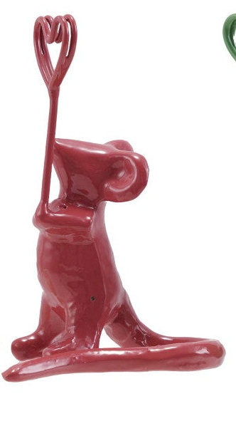 Enameled Cast Iron Mouse Holding Heart Shaped Place Card/Photo Holder, 4 Colors