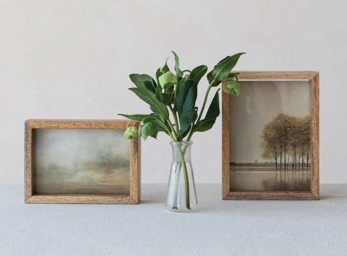 Mango Wood & Glass Floating Two-Sided Photo Frame