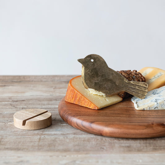 Artisan Bird Shaped Cheese Knife with Wood Stand