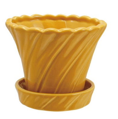 Stoneware Twisted Planter with Saucer