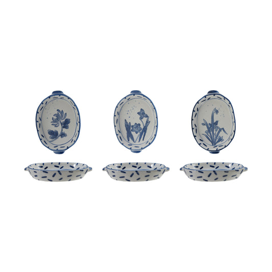Delft Blue Hand-Painted Stoneware Baker