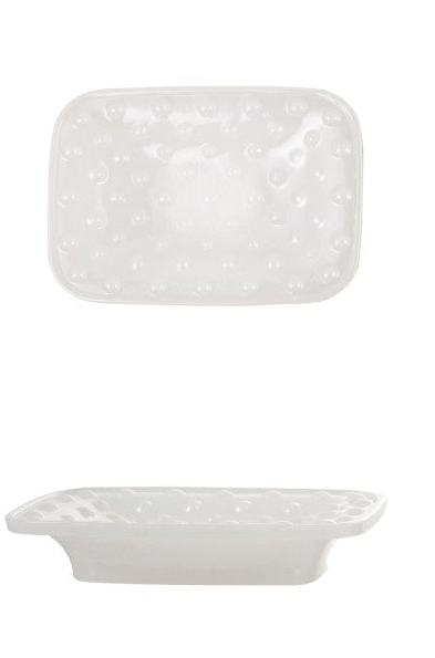 Embossed Milk Glass Footed Soap Dish, 4 Styles