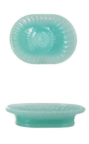 Embossed Milk Glass Footed Soap Dish, 4 Styles
