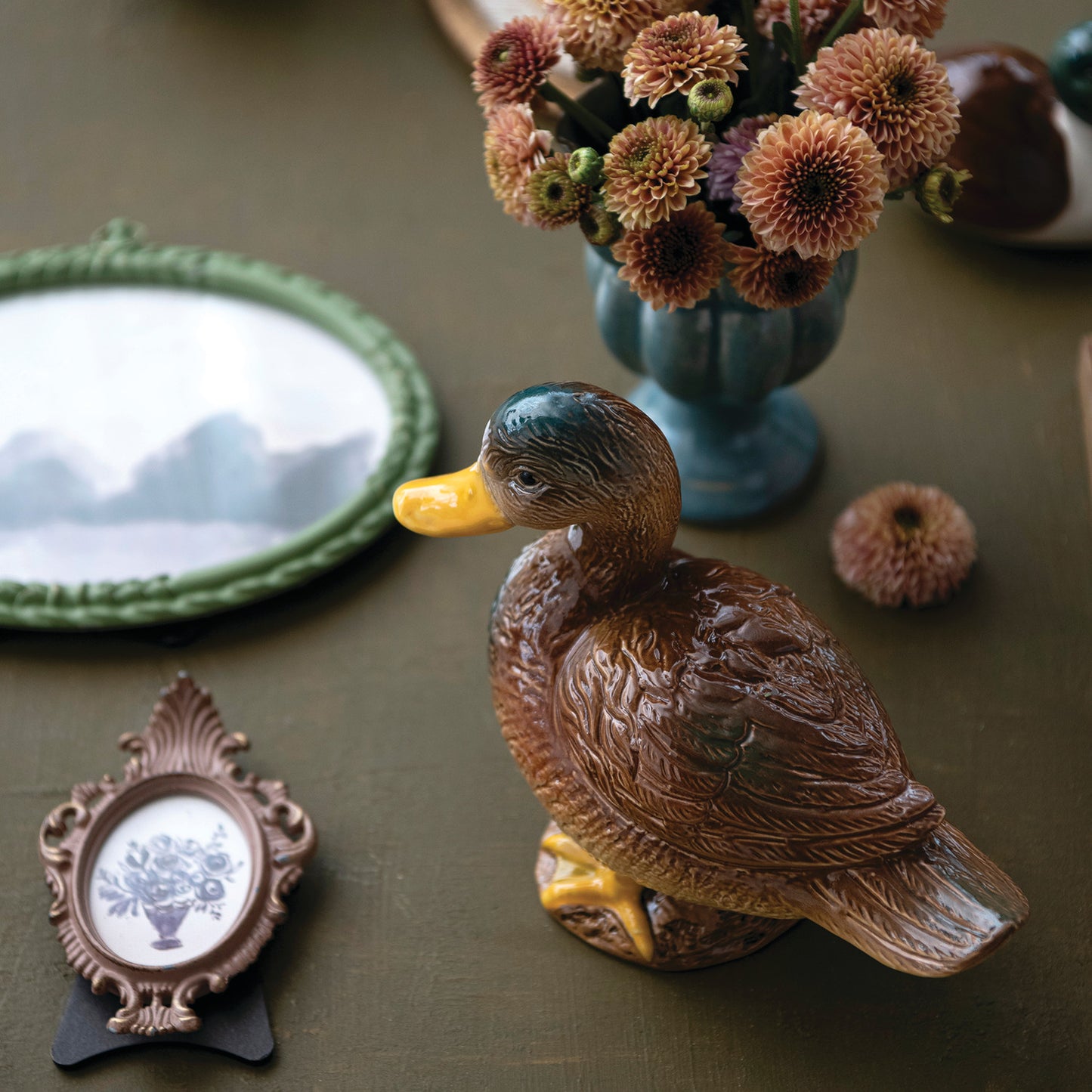 Hand-Painted Stoneware Mallard, Brown (Each Will Vary)