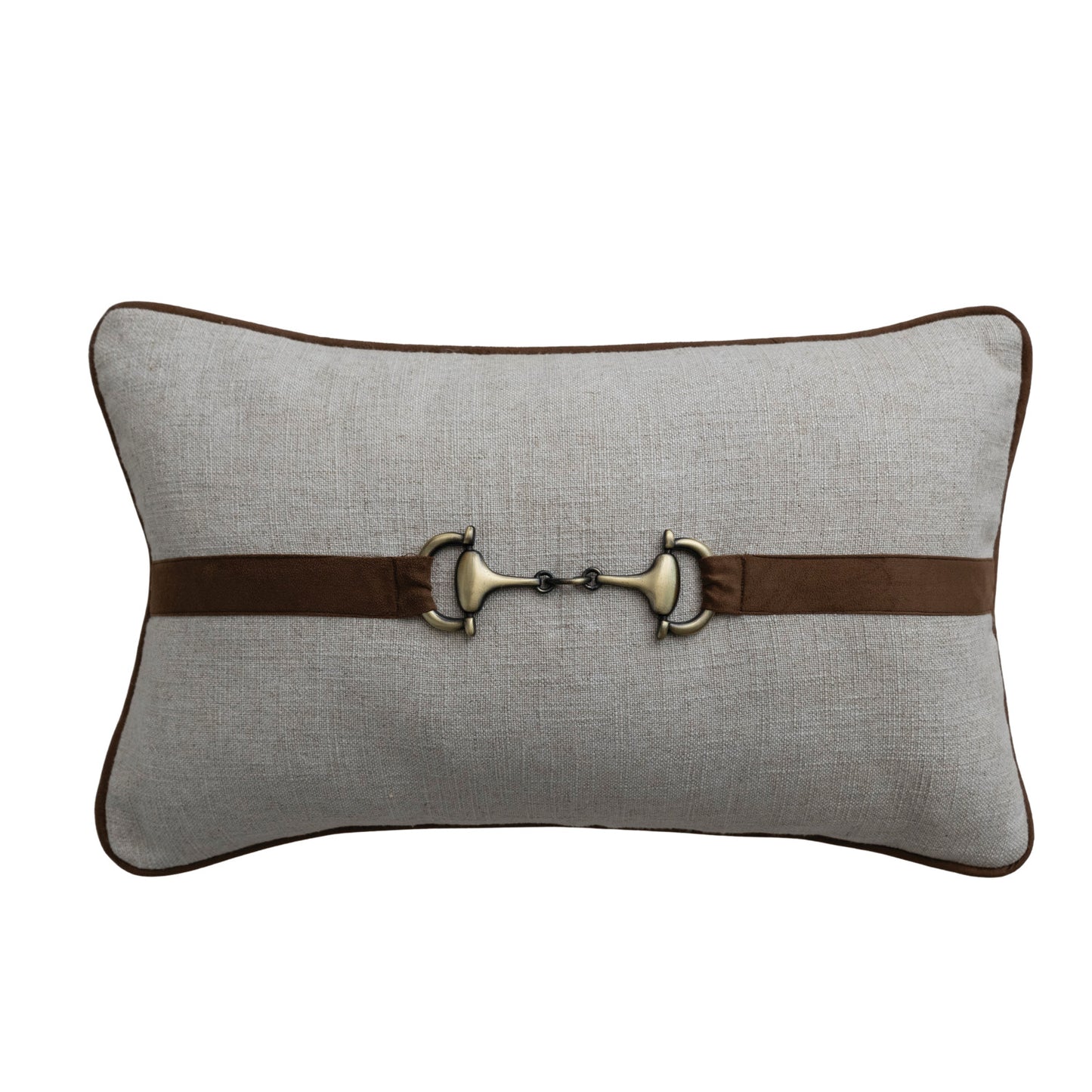Lumbar Pillow with Faux Suede & Cotton Back