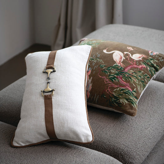 Lumbar Pillow with Faux Suede & Cotton Back