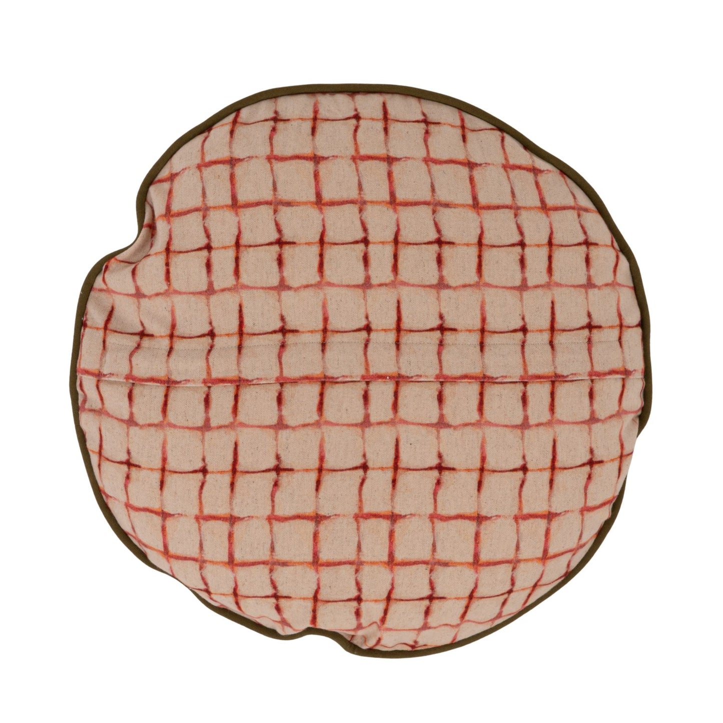 Cotton & Linen Pillow with Countryside Scene & Patterned Back ©