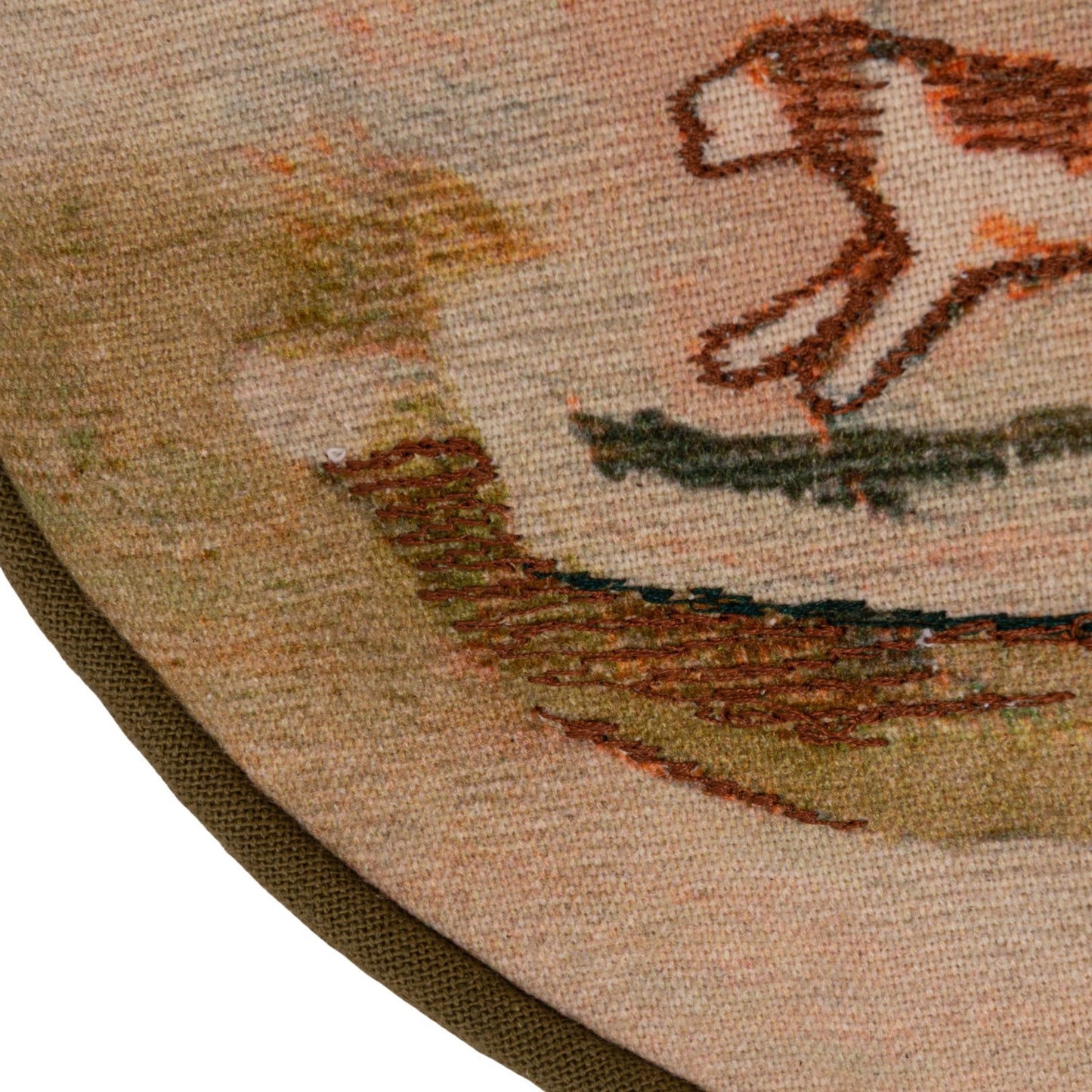 Cotton & Linen Pillow with Countryside Scene & Patterned Back ©
