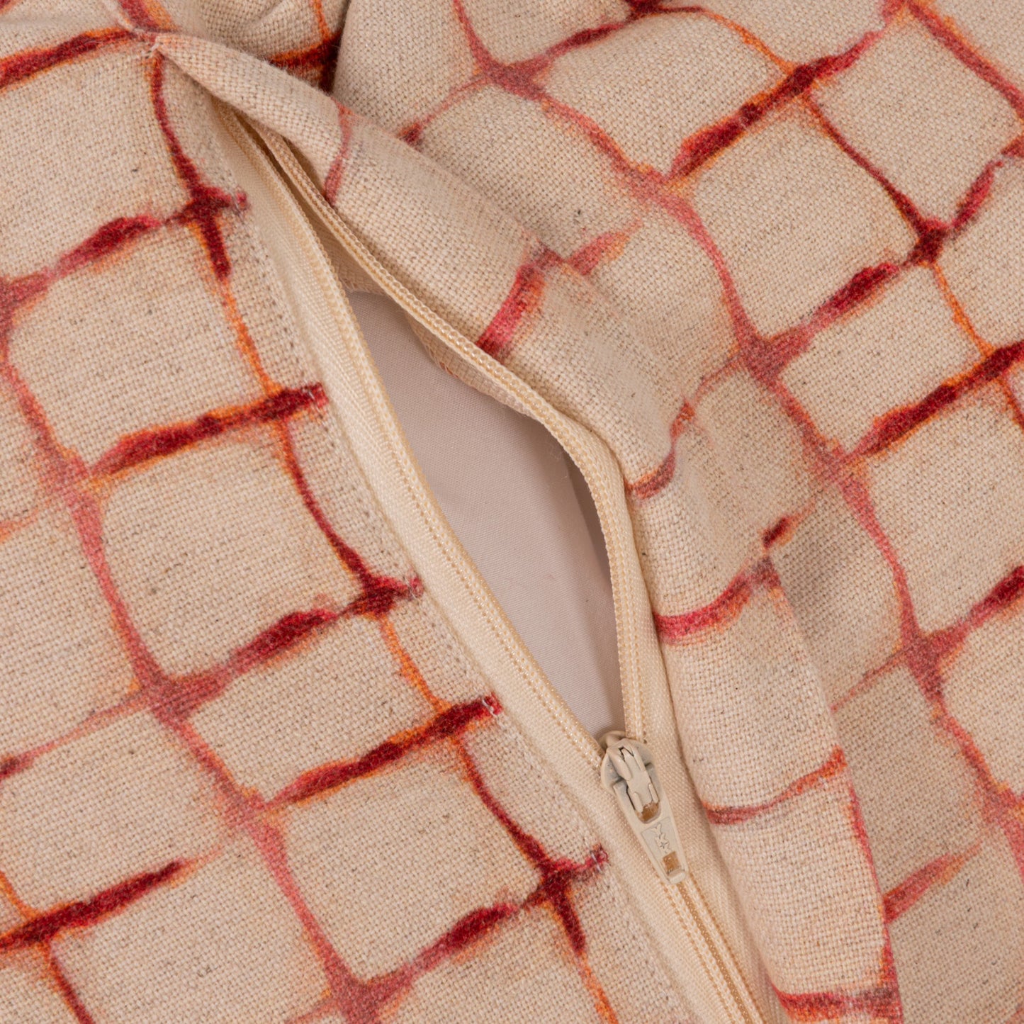 Cotton & Linen Pillow with Countryside Scene & Patterned Back ©