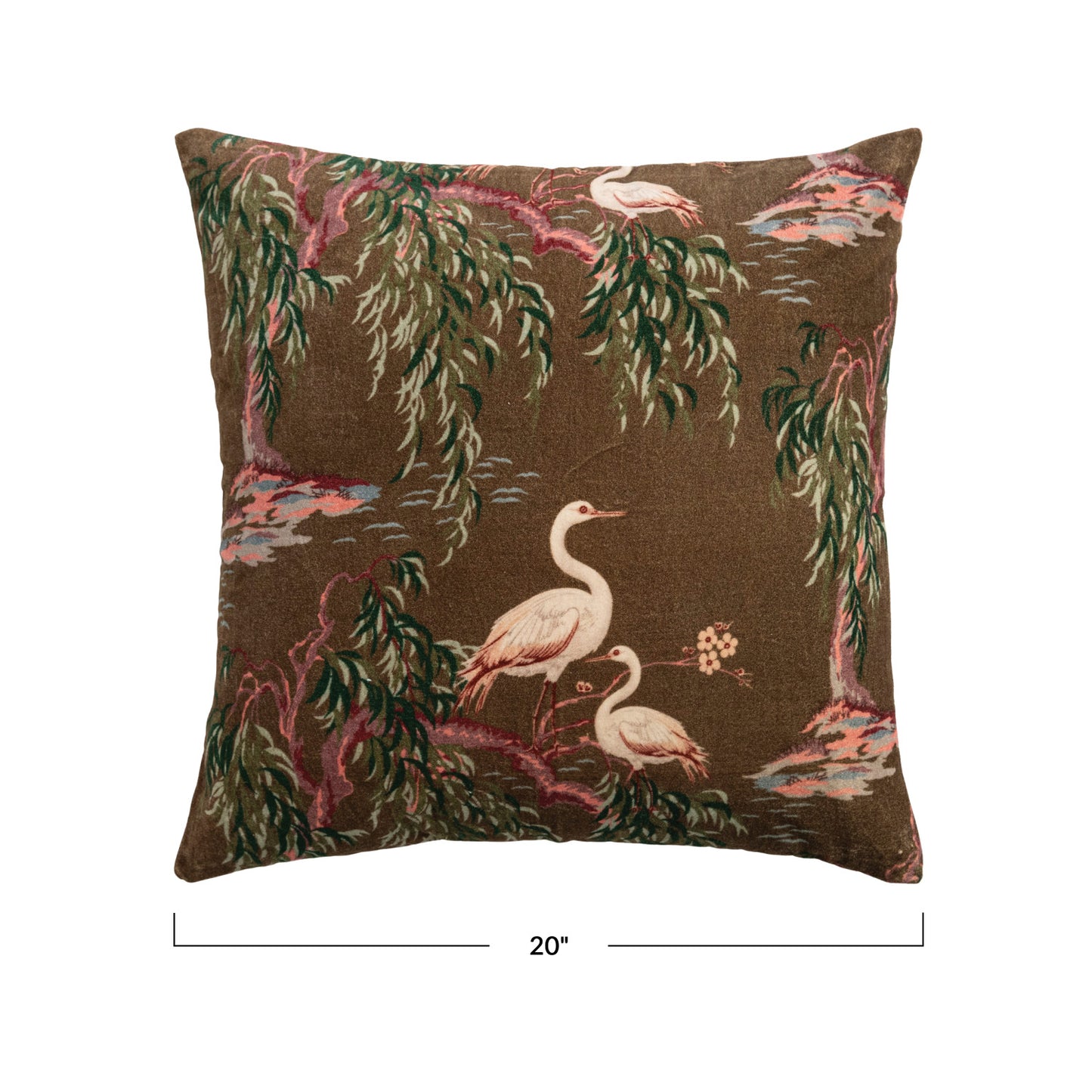 Velvet Chinoiserie Pillow with Chambray Back