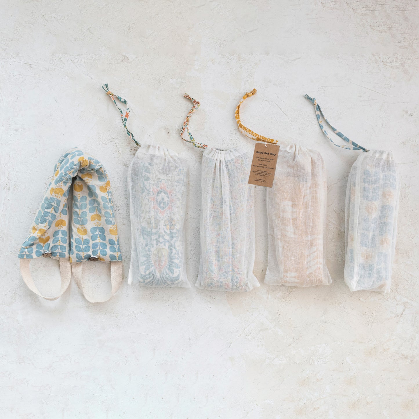 Microwaveable Floral Hot/Cold Neck Wrap Filled w/ Lentils & Lavender