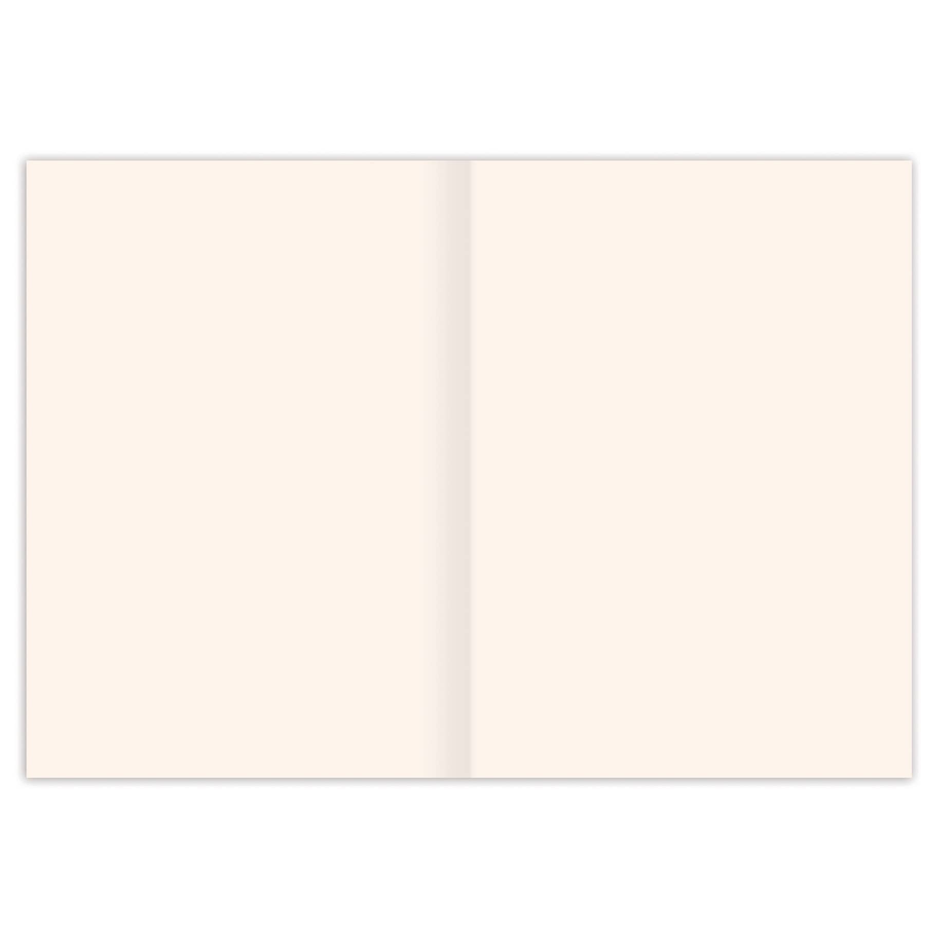 Two cream-colored pages of a notebook on a white background