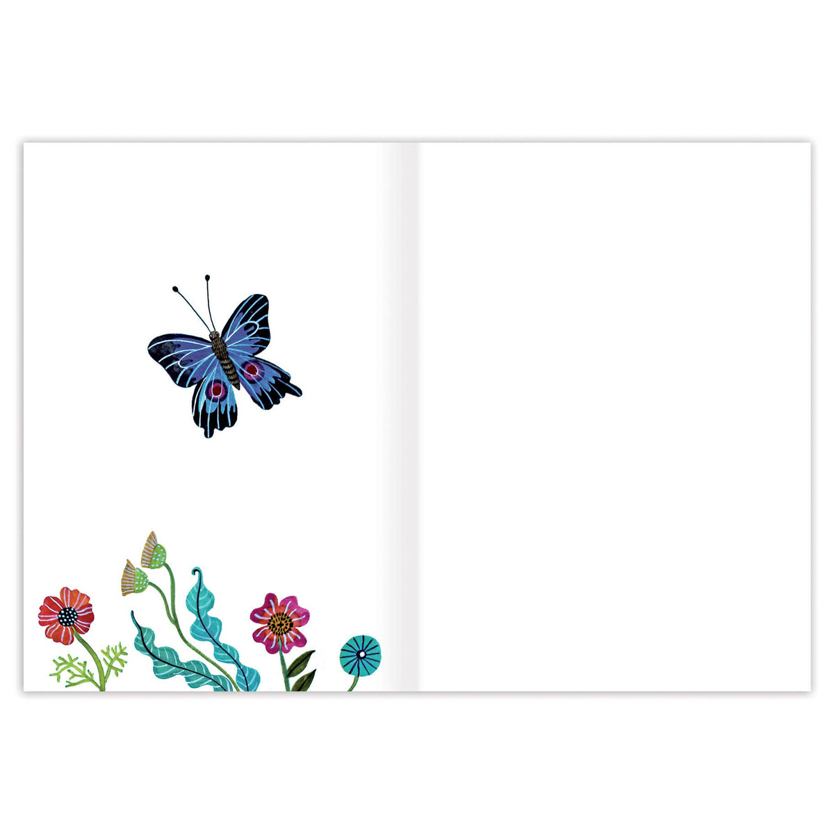 Butterfly and flowers illustration on a white background