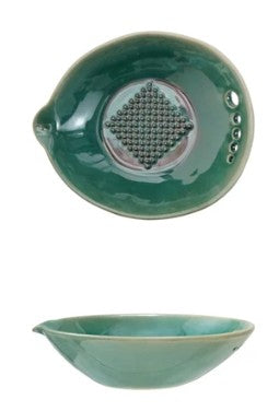 Stoneware Garlic Grater with Herb Strippers