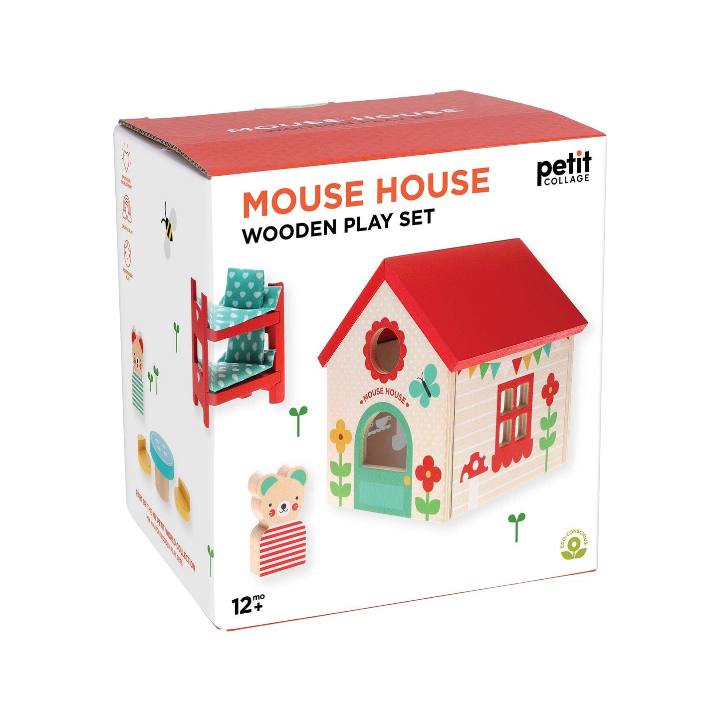 Wooden Play House with Mouse Figurine
