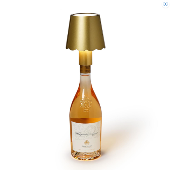 LED Touchable Gold Scalloped Lampshade with Bottle Stopper