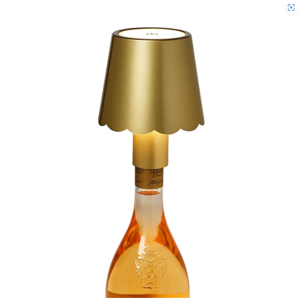 LED Touchable Gold Scalloped Lampshade with Bottle Stopper