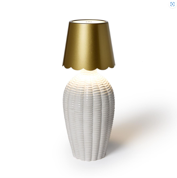 LED Touchable Gold Scalloped Lampshade with Bottle Stopper