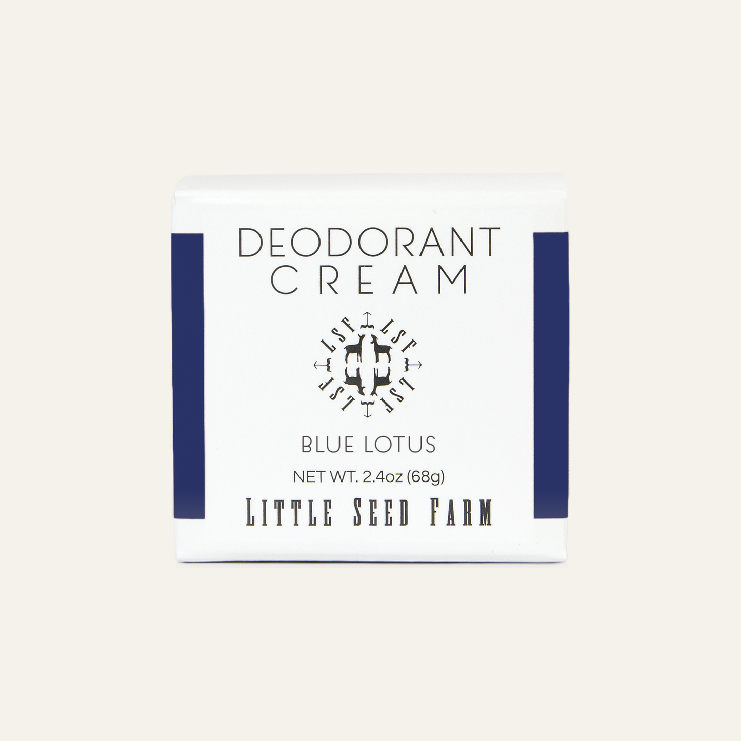 Little Seed Farm Blue Lotus Deodorant Cream, aluminum- and baking soda-free, with a sparkling floral-green scent and nourishing organic ingredients.