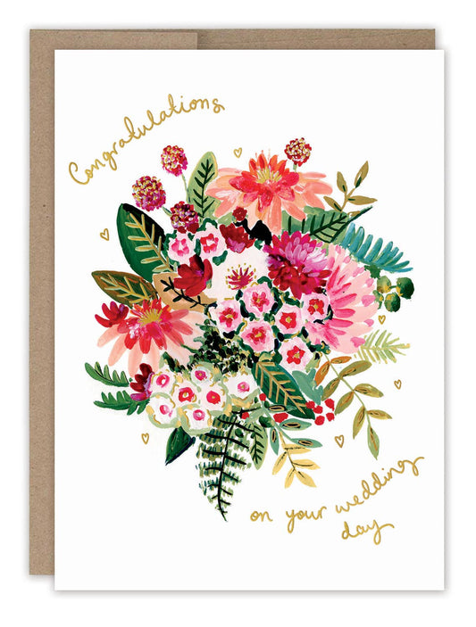 Greeting card with floral design and 'Congratulations on your wedding day' text
