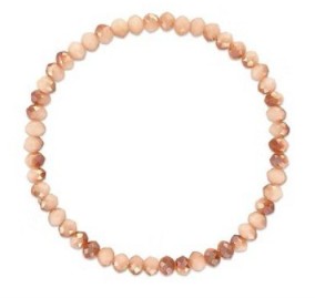 A beaded stretch bracelet made of small, faceted peach-pink beads, shown on a plain white background.