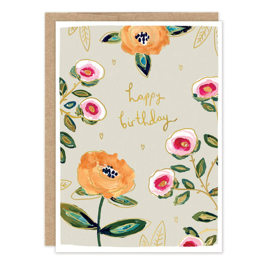 flowers rose happy birthday card