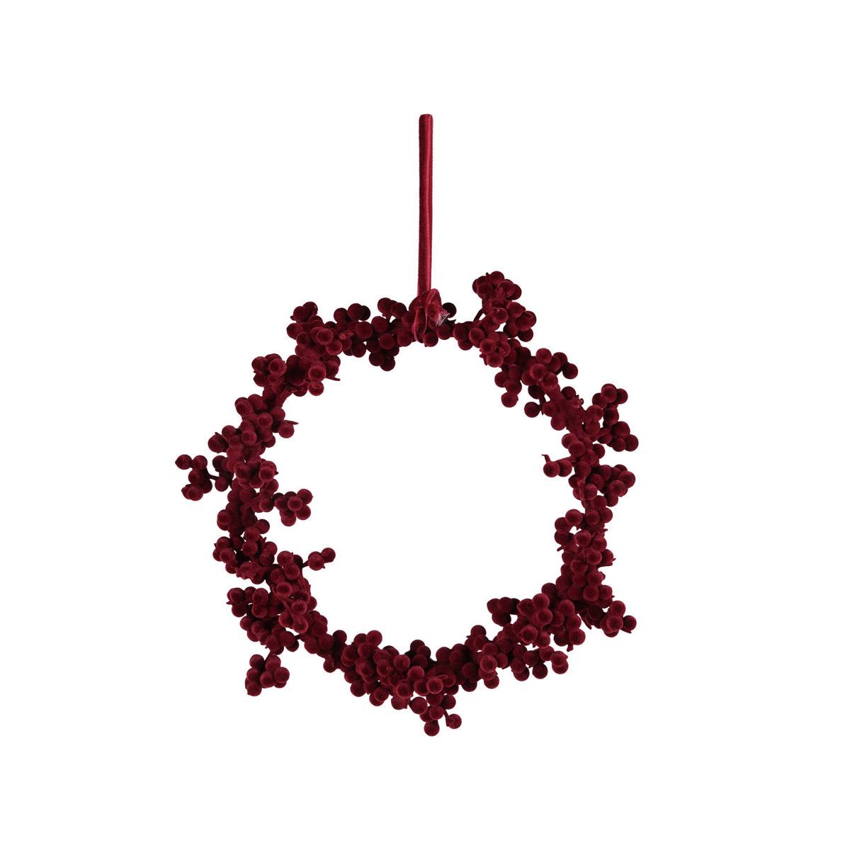 Red wreath with berries on a white background