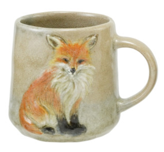 16 oz. Hand-Painted Embossed Stoneware Mug with Animal