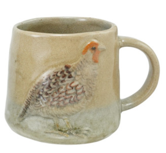 16 oz. Hand-Painted Embossed Stoneware Mug with Animal