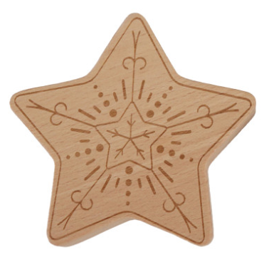 Laser Etched Beech Wood & Sisal Holiday Shaped Dish Brush
