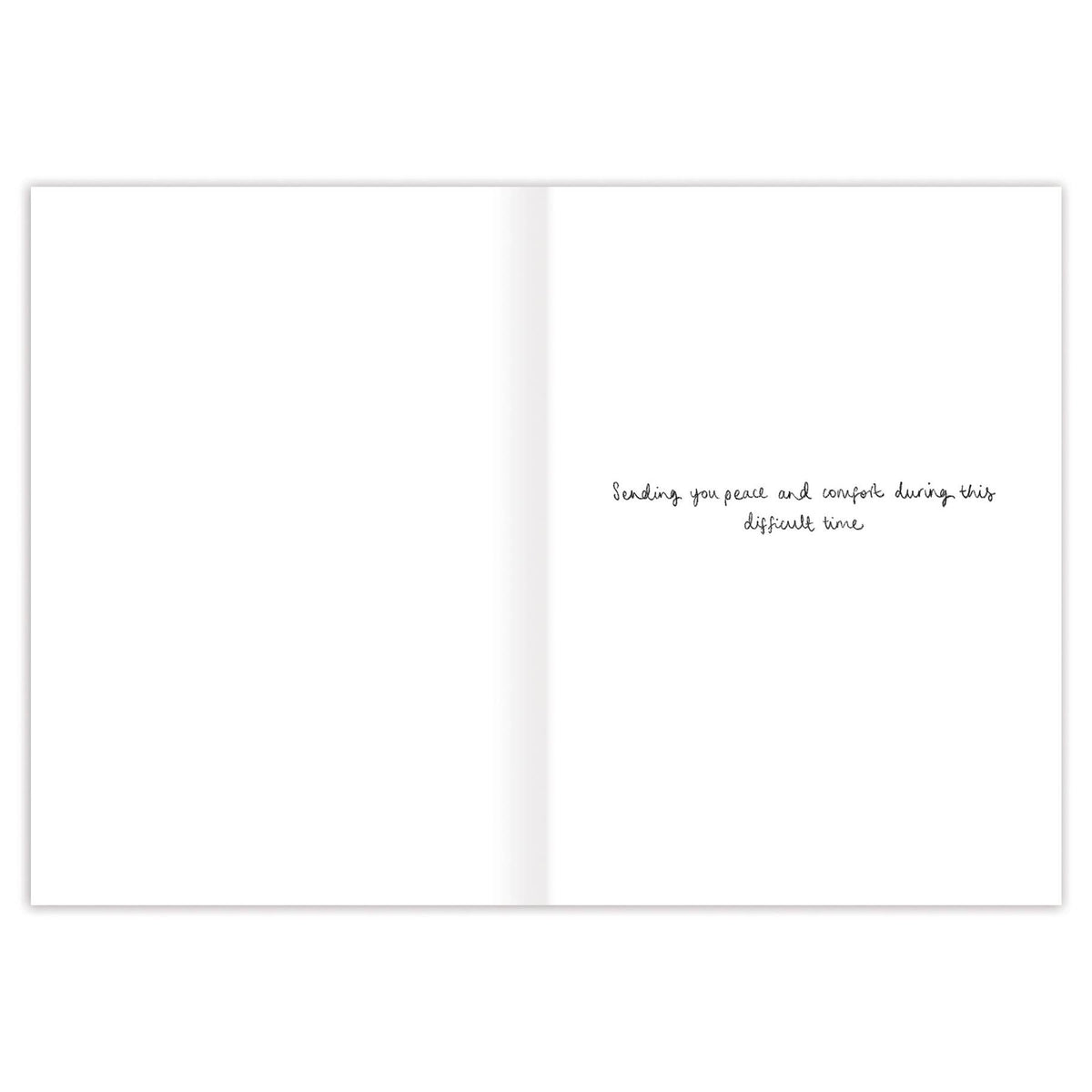 Greeting card with a message of peace and comfort on a white background