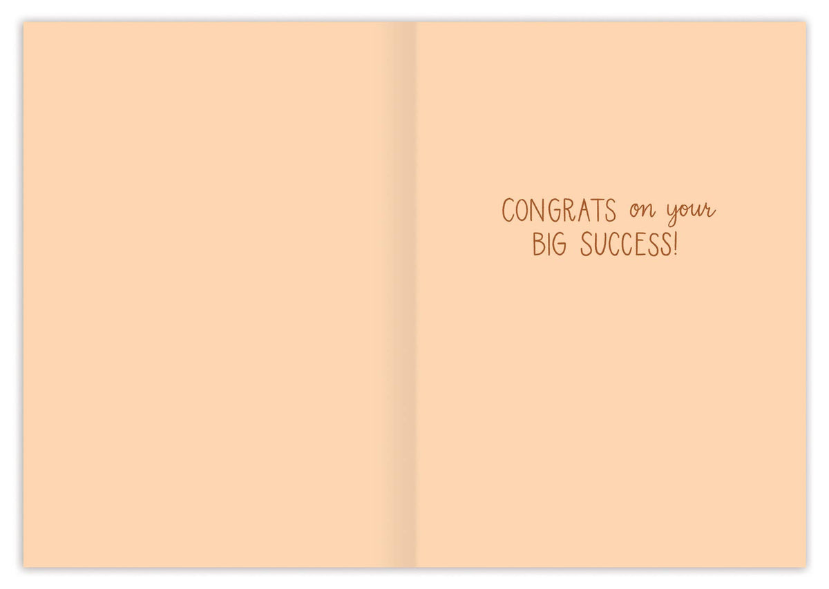 Open card with 'Congrats on your BIG SUCCESS!' text on a peach background