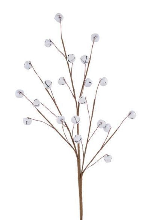 26" White Metal Holiday Christmas Jingle Bell Spray.