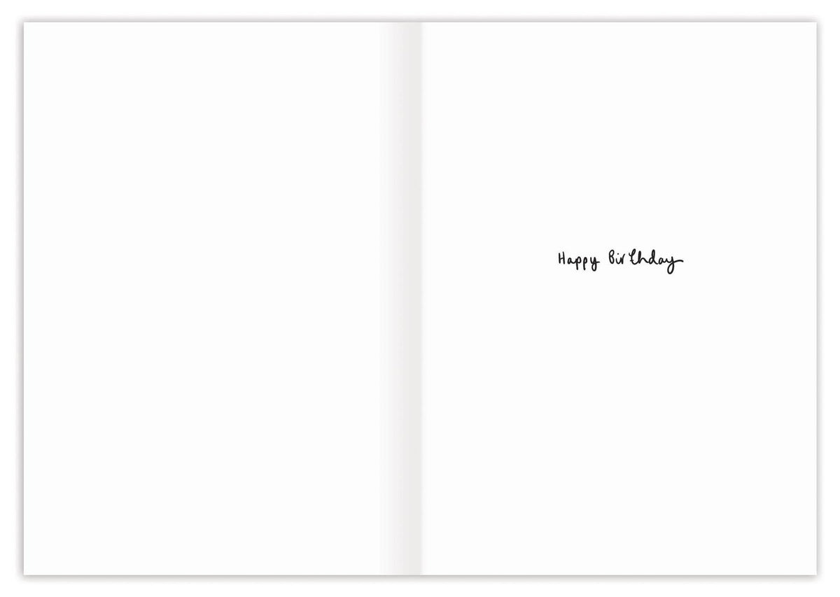 Open card with 'Happy Birthday' text on a white background