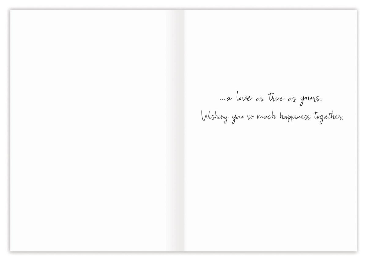 Open card with a romantic message on a white background