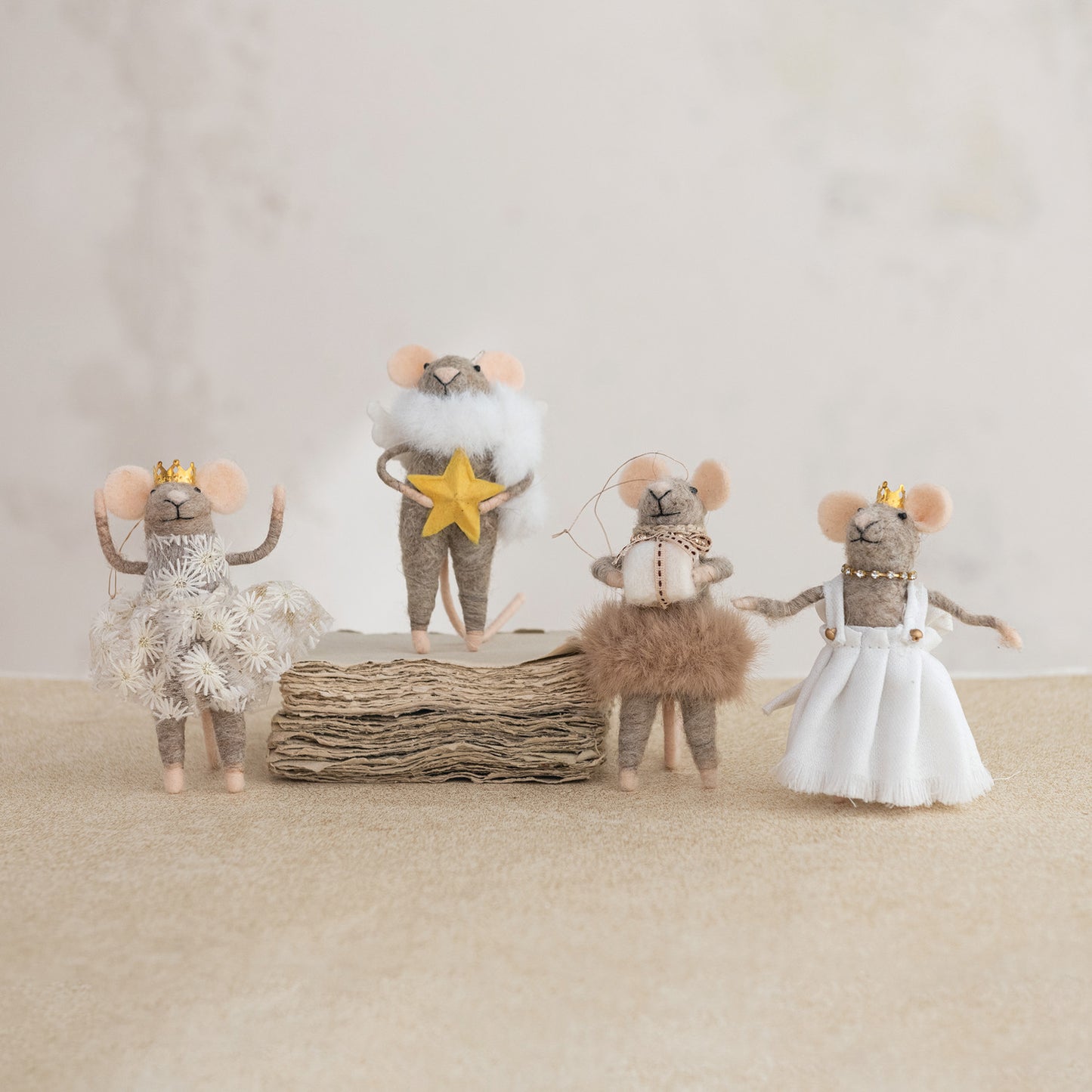 Wool Felt Mouse in Party Clothes Ornament, 4 Styles