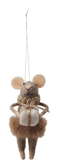 Wool Felt Mouse in Party Clothes Ornament, 4 Styles
