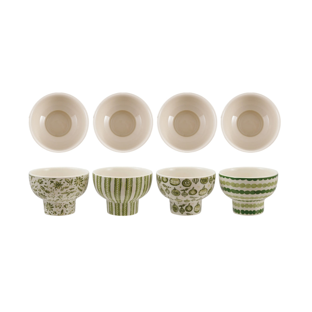 Stoneware Footed Bowl with Holiday Pattern