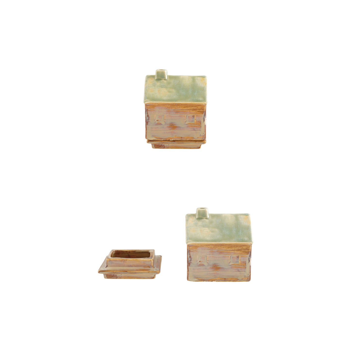 Stoneware House Shaped Incense Burner with Base