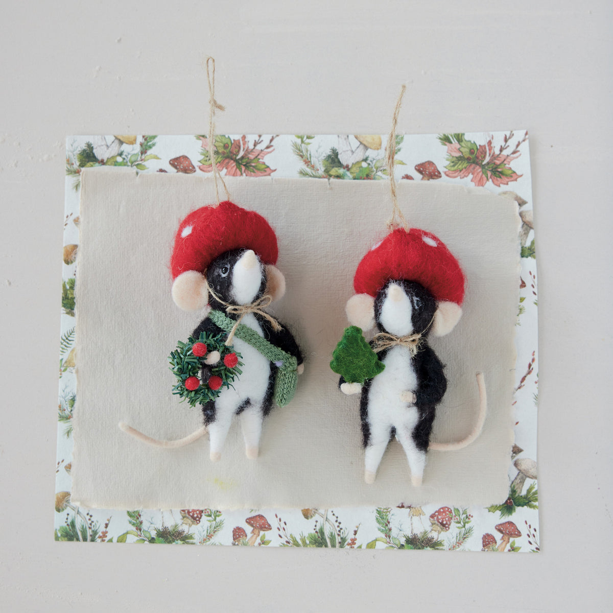 Wool Felt Mole in Mushroom Hat