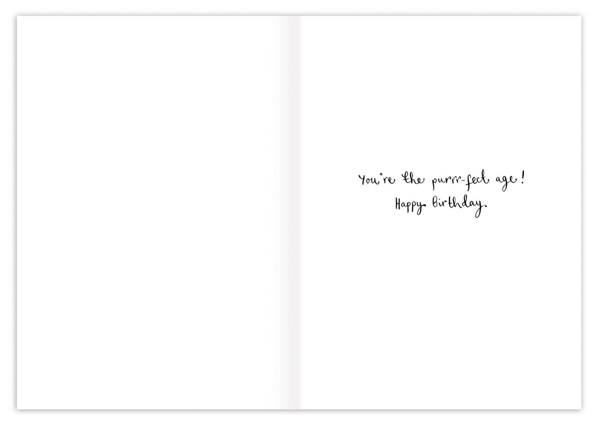 Greeting card with 'You're the perfect age! Happy Birthday.' text on a white background