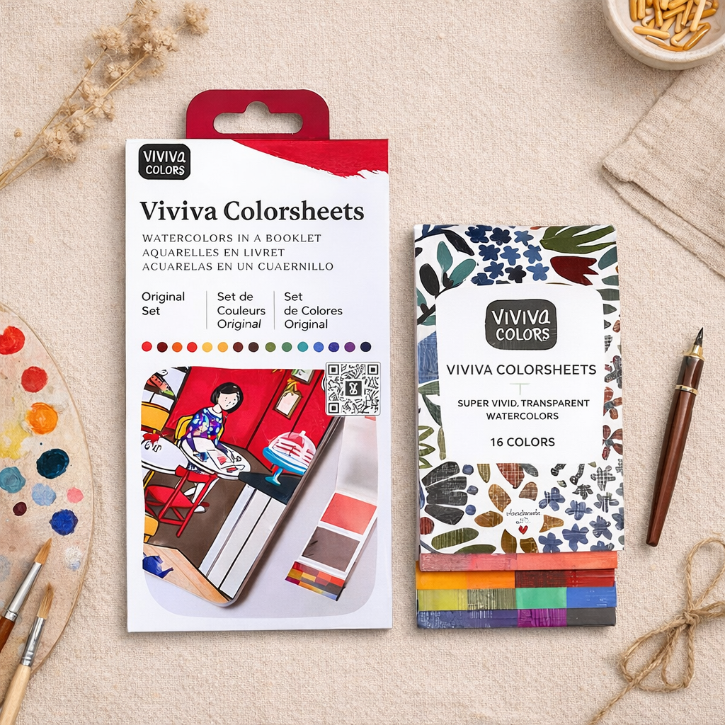 Viviva Original Colorsheets 16 | Travel Watercolor Set | Art Gift