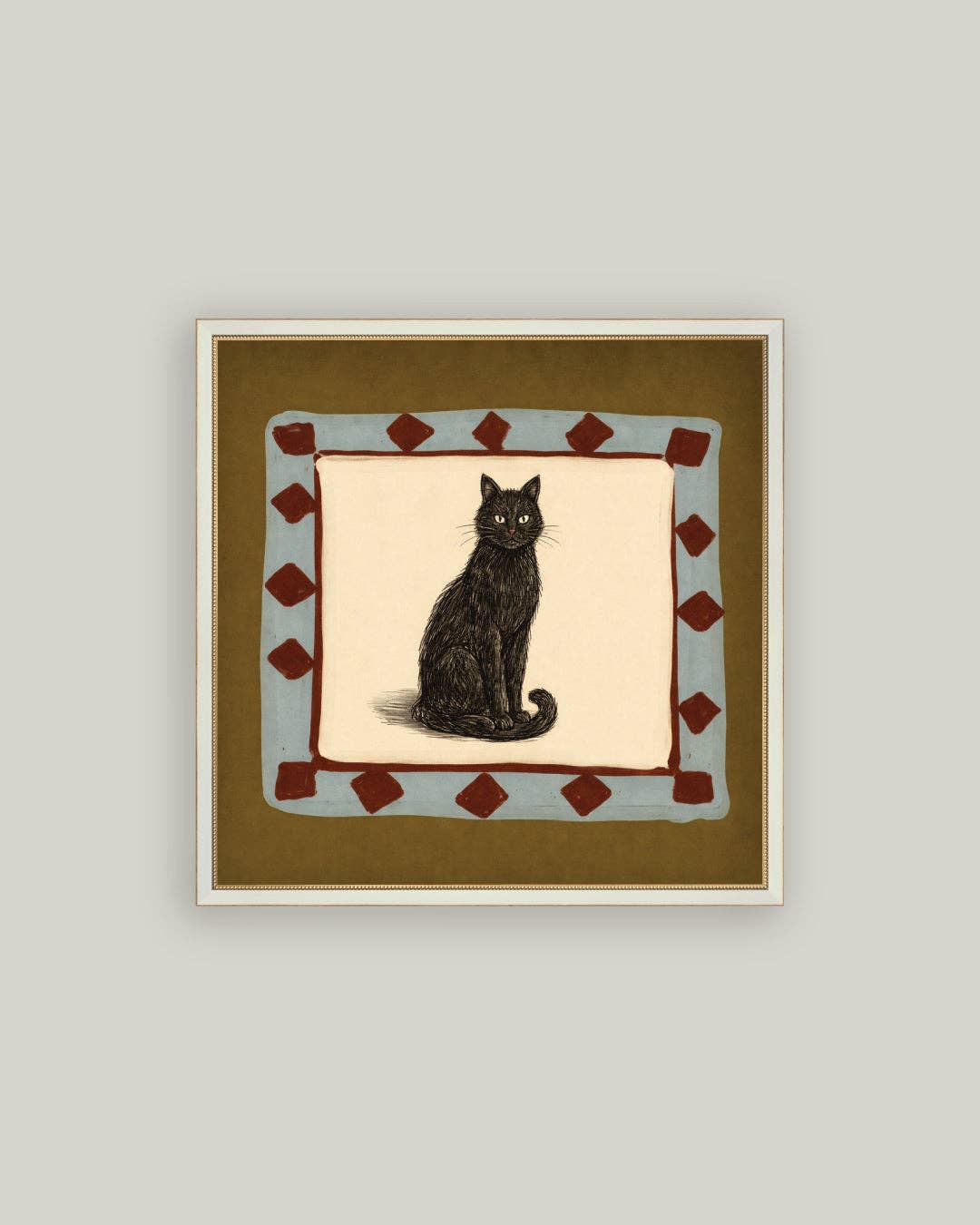 Watchful Black Cat Framed Art
