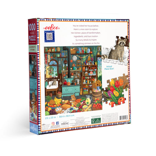 Alchemist’s Kitchen 1000-piece jigsaw puzzle featuring detailed artwork by Vasilisa Romanenko with magical potions, botanical ingredients, and curious kitchen treasures.
