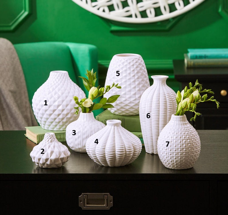 White Artisan Carving Vase