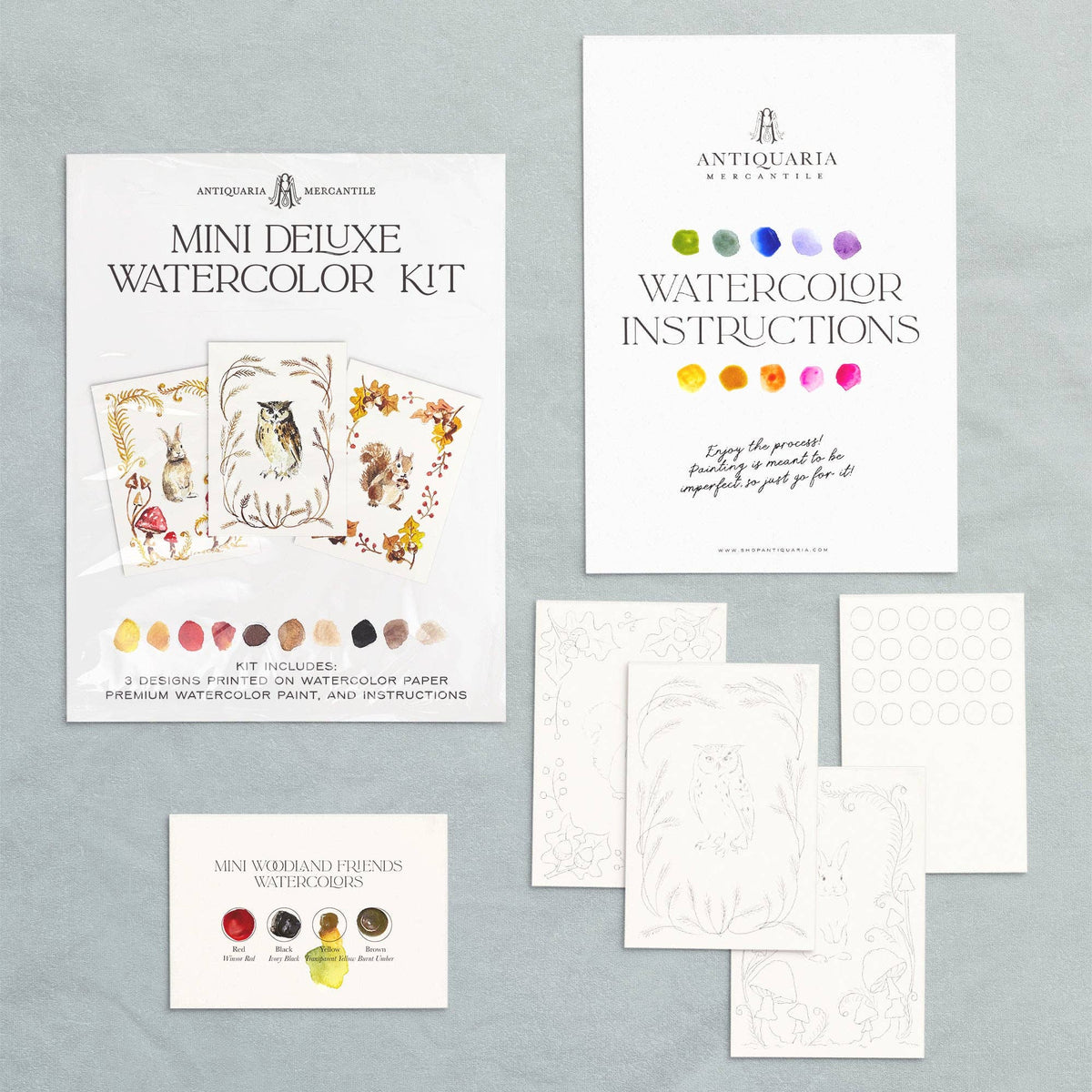 Antiquaria Mini Deluxe Watercolor Painting Kit: Woodland Friends